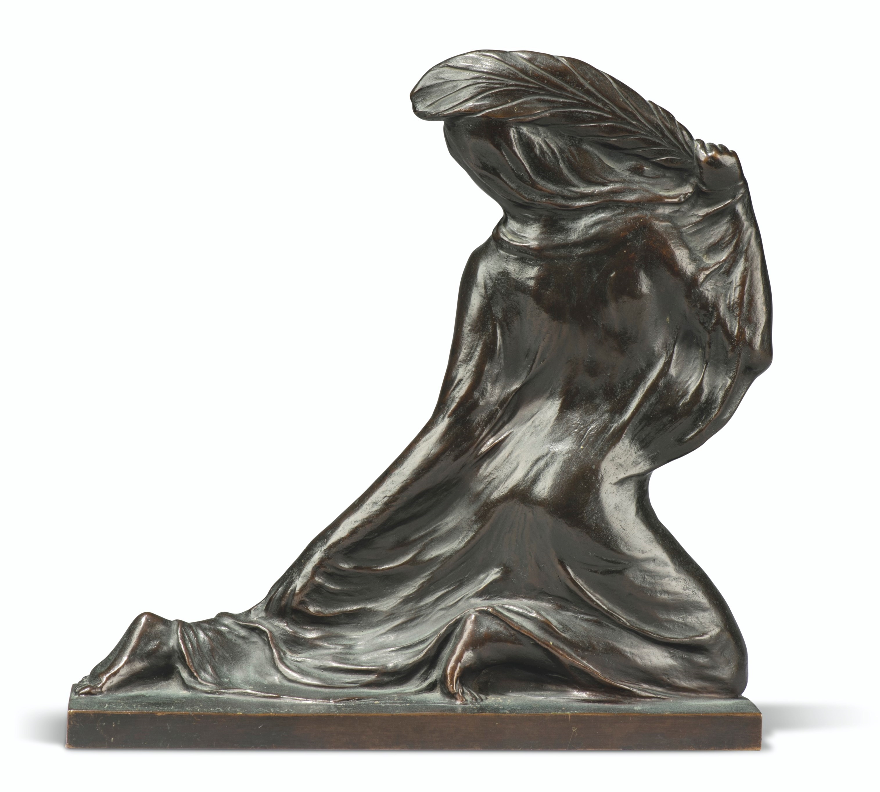 Artwork by Richard Garbe, The Palm Dance, Made of bronze, patinated dark brown