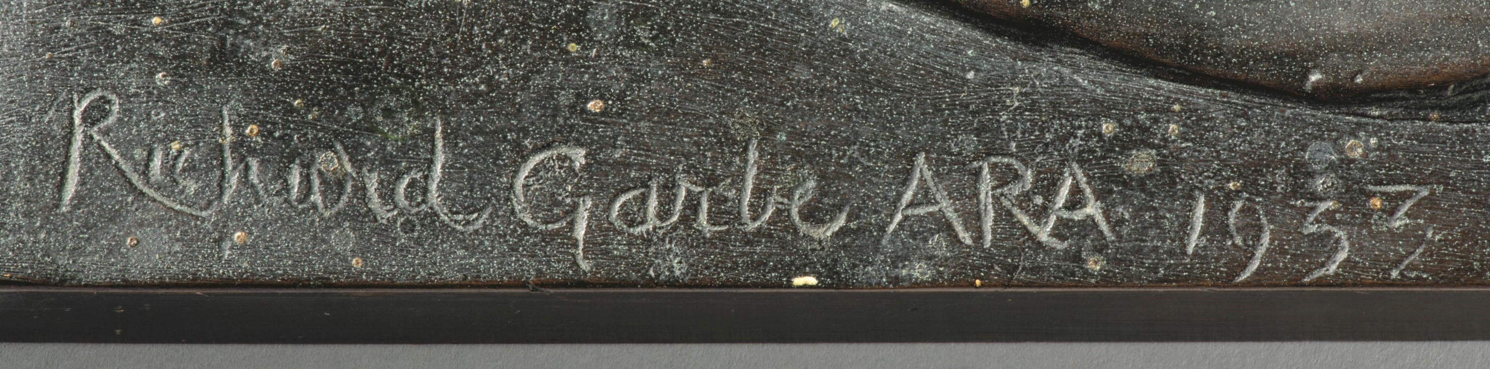 Artwork by Richard Garbe, The Palm Dance, Made of bronze, patinated dark brown