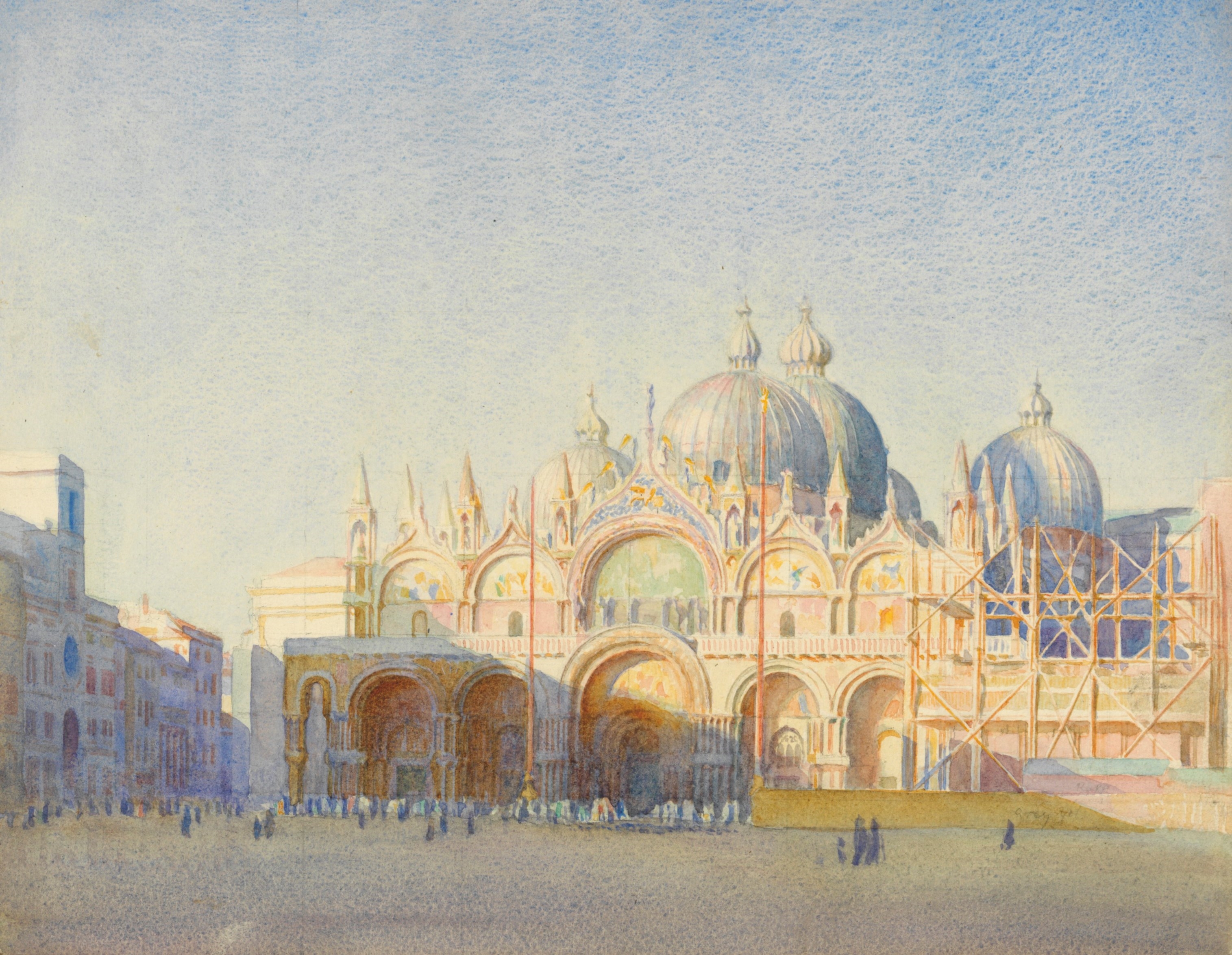 Artwork by Reginald Barratt, St. Marks, Venice, Made of watercolour on paper laid on board