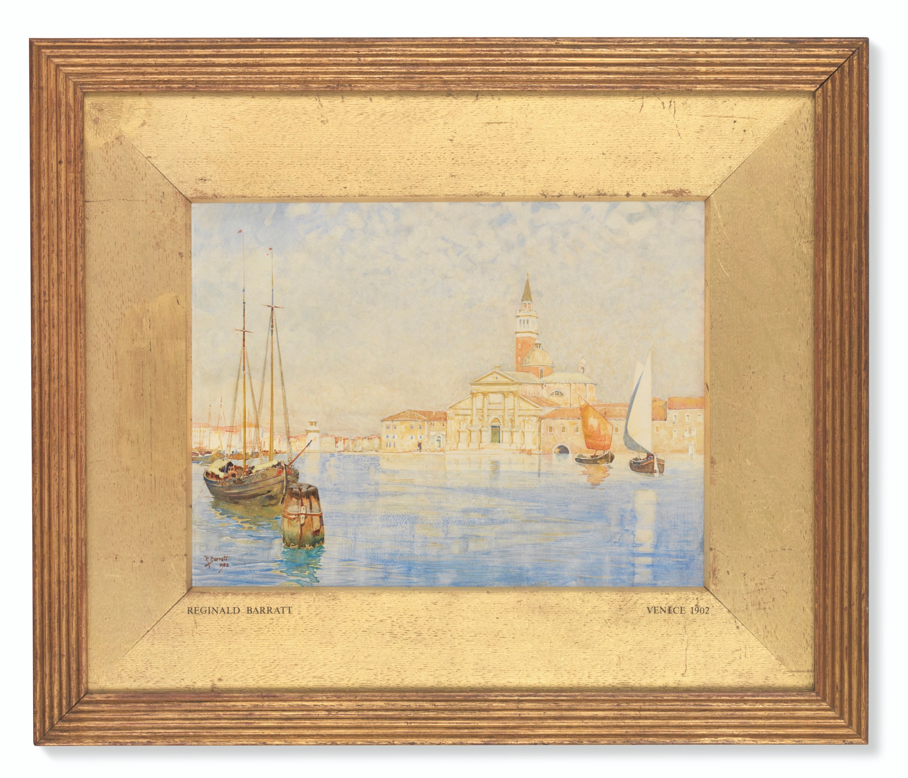 Artwork by Reginald Barratt, San Giorgio Maggiore, Venice, Made of pencil and watercolour on paper