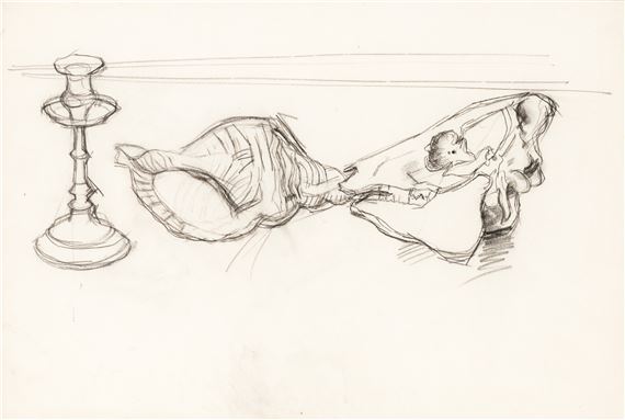 Stillleben mit Kerzenleuchter by Herbert Boeckl