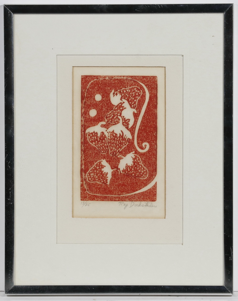 Artwork by Ray Dockstader, "Strawberries", Made of woodcut on paper