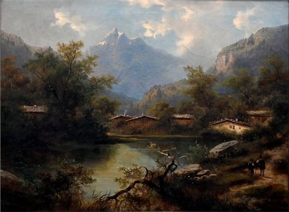 Mountainous landscape, Alpes by Albert Lang, 1887