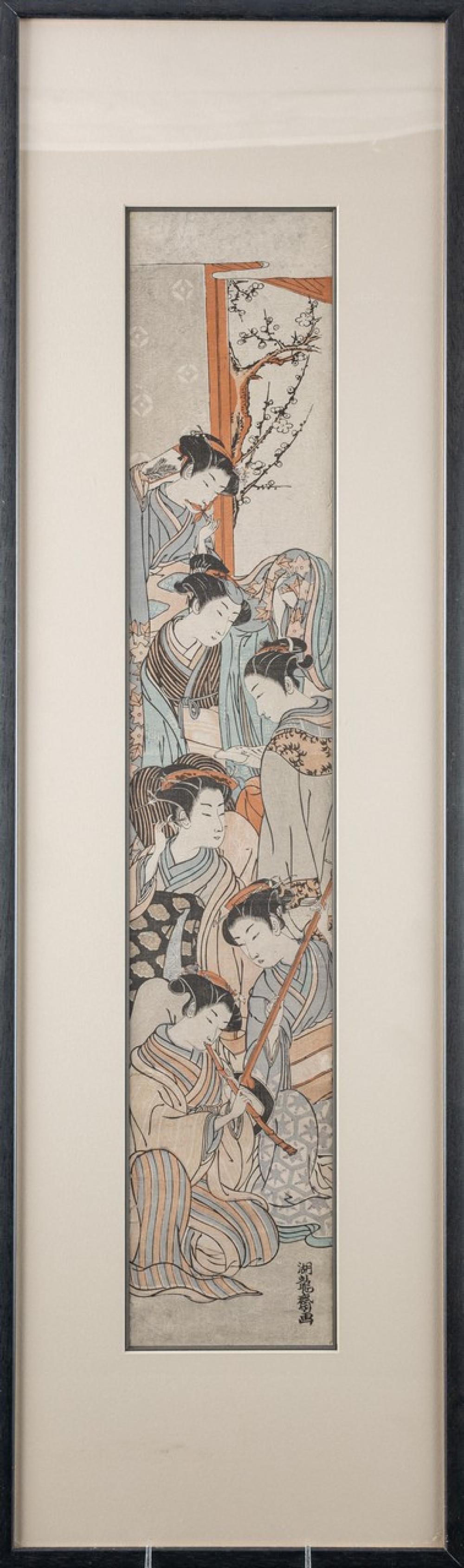 Isoda Koryusai | a colour woodblock print of courtesans playing musical ...