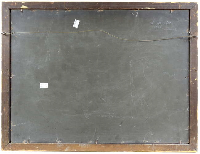 Artwork by A. Wheeler, Two hounds, Made of oil on board