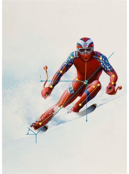 Down Hill Skier, Popular Mechanics cover by John Conrad Berkey, February 1992