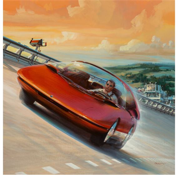 Red Car, Digital Equipment advertisement illustration by John Conrad Berkey, 1994
