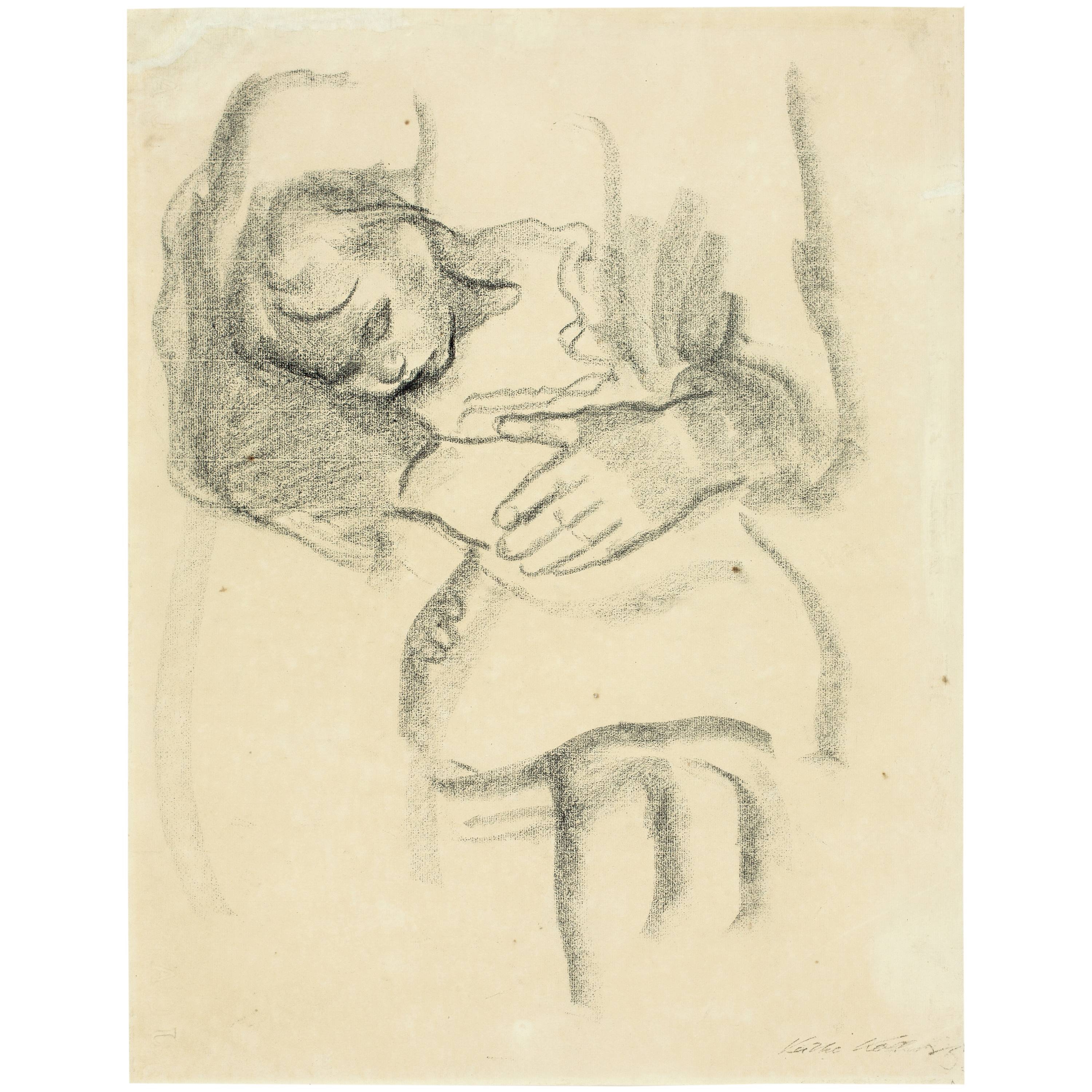 Schlafendes Kind im Schoss der Mutter by Käthe Kollwitz, 1909/1910