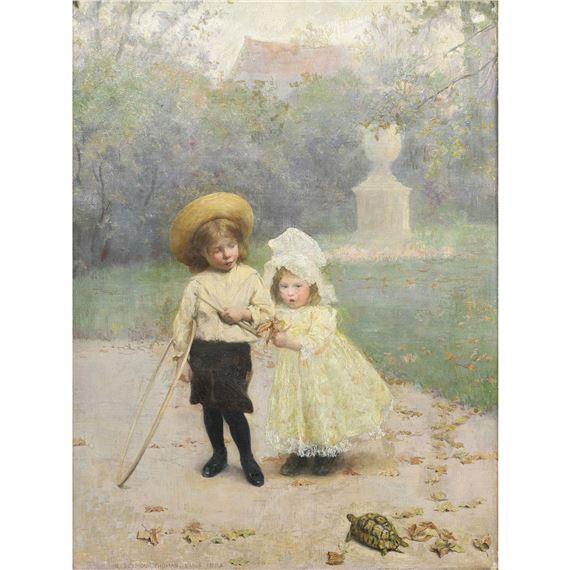 Children Watching the Turtle by Stephen Thomas, 1893