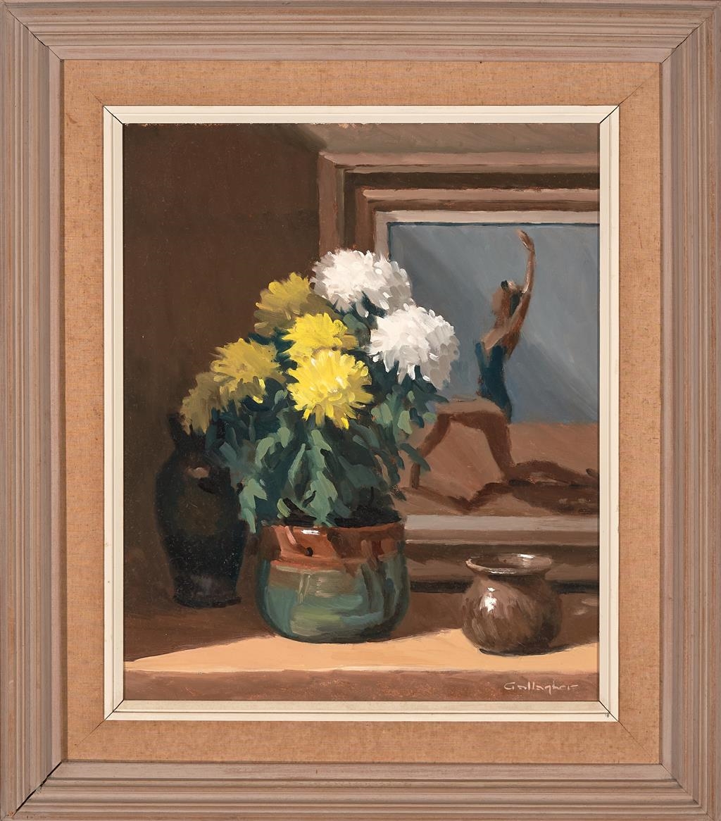 Artwork by A. Don Gallagher, CHRYSANTHEMUM, Made of oil on board
