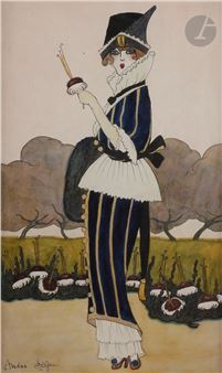 Elegant woman in a landscape - André Stefan