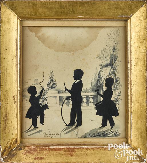 Pennsylvania silhouette group by Augustin Amant Constant Fidèle Edouart, dated 1843