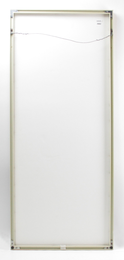 Artwork by Joan Darooge, watecolor of a suited man on stilts