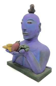 PURPLE MAN W/ BIRD ON HEAD - Stephanie Samuels