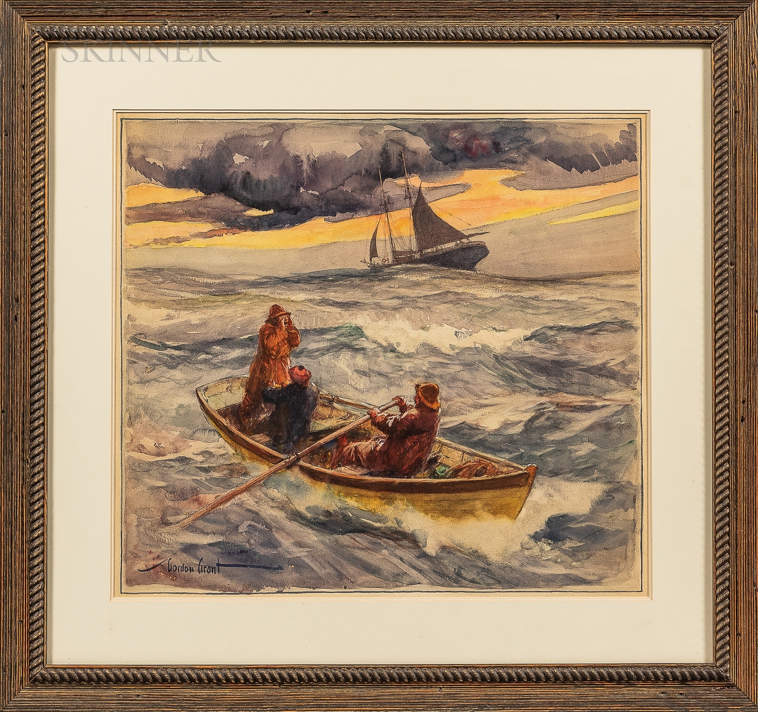 Artwork by Gordon Grant, Dorymen Lost at Sea, Made of Watercolor on paper