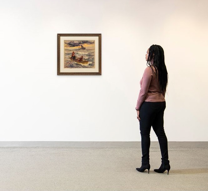 Artwork by Gordon Grant, Dorymen Lost at Sea, Made of Watercolor on paper