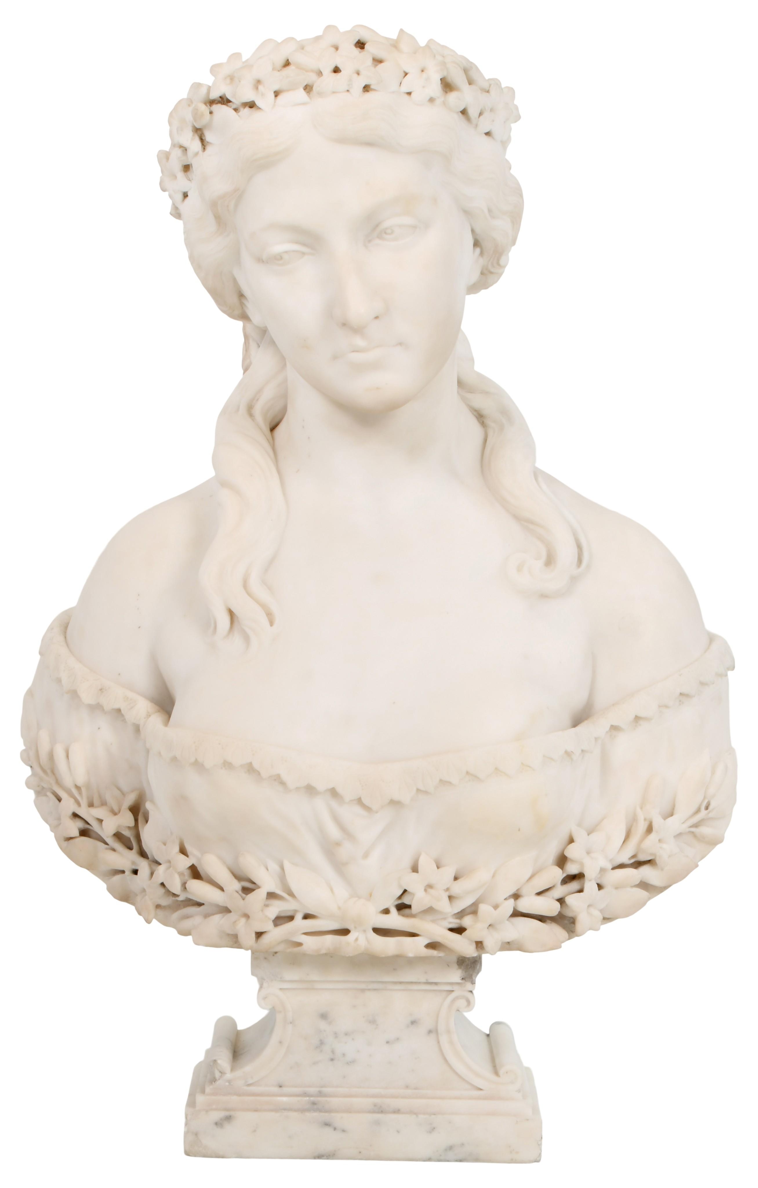 Artwork by James Henry Haseltine, Bust of a Woman, Made of marble sculpture