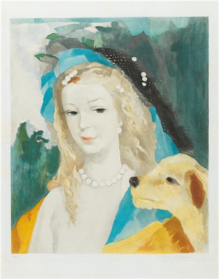 Marie Laurencin、FEMME A GUITARE Marie Laurencin, Femme a la Guitare, 1936 Etching with Aquatint