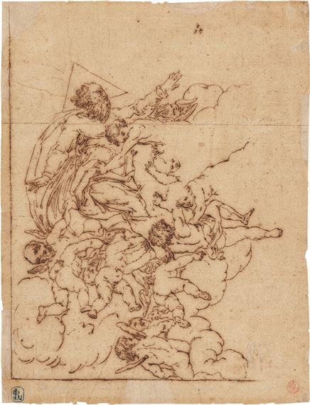 God the Father with winged putti in the clouds by German School, 18th Century, 18th Century