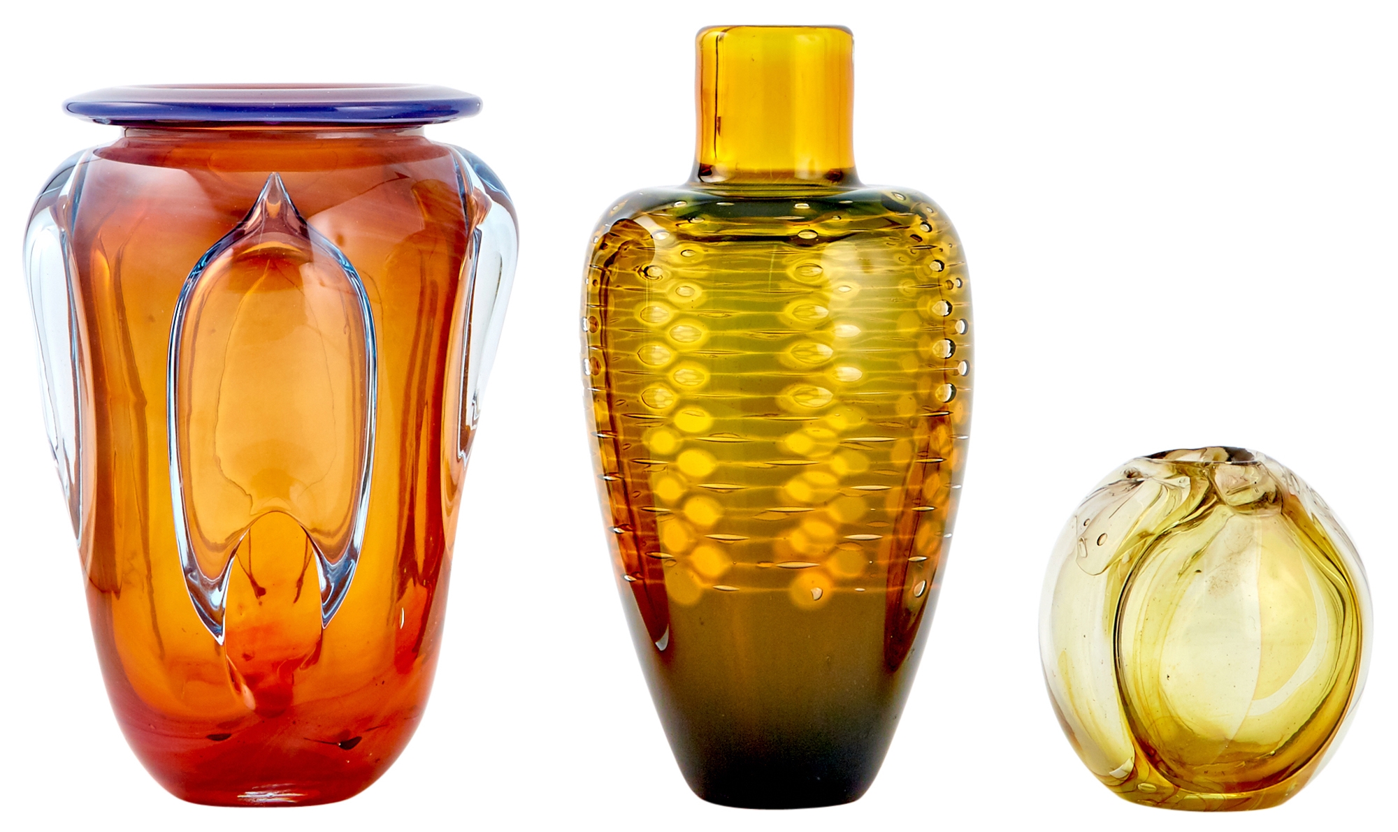 Artwork by Tom Mcglaughlin, Blown and Cased Glass Vase, Made of In orange and colorless glass