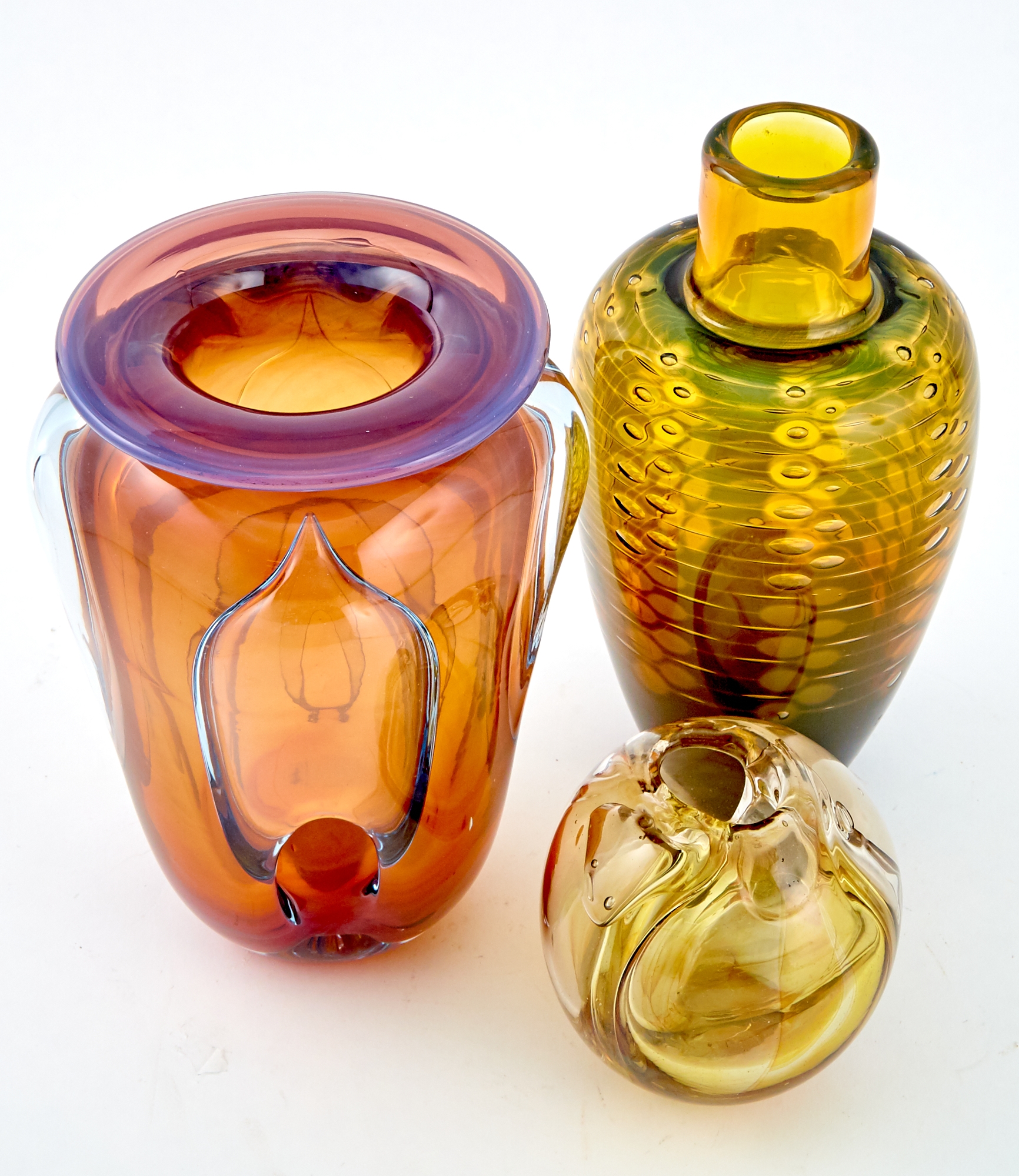 Artwork by Tom Mcglaughlin, Blown and Cased Glass Vase, Made of In orange and colorless glass