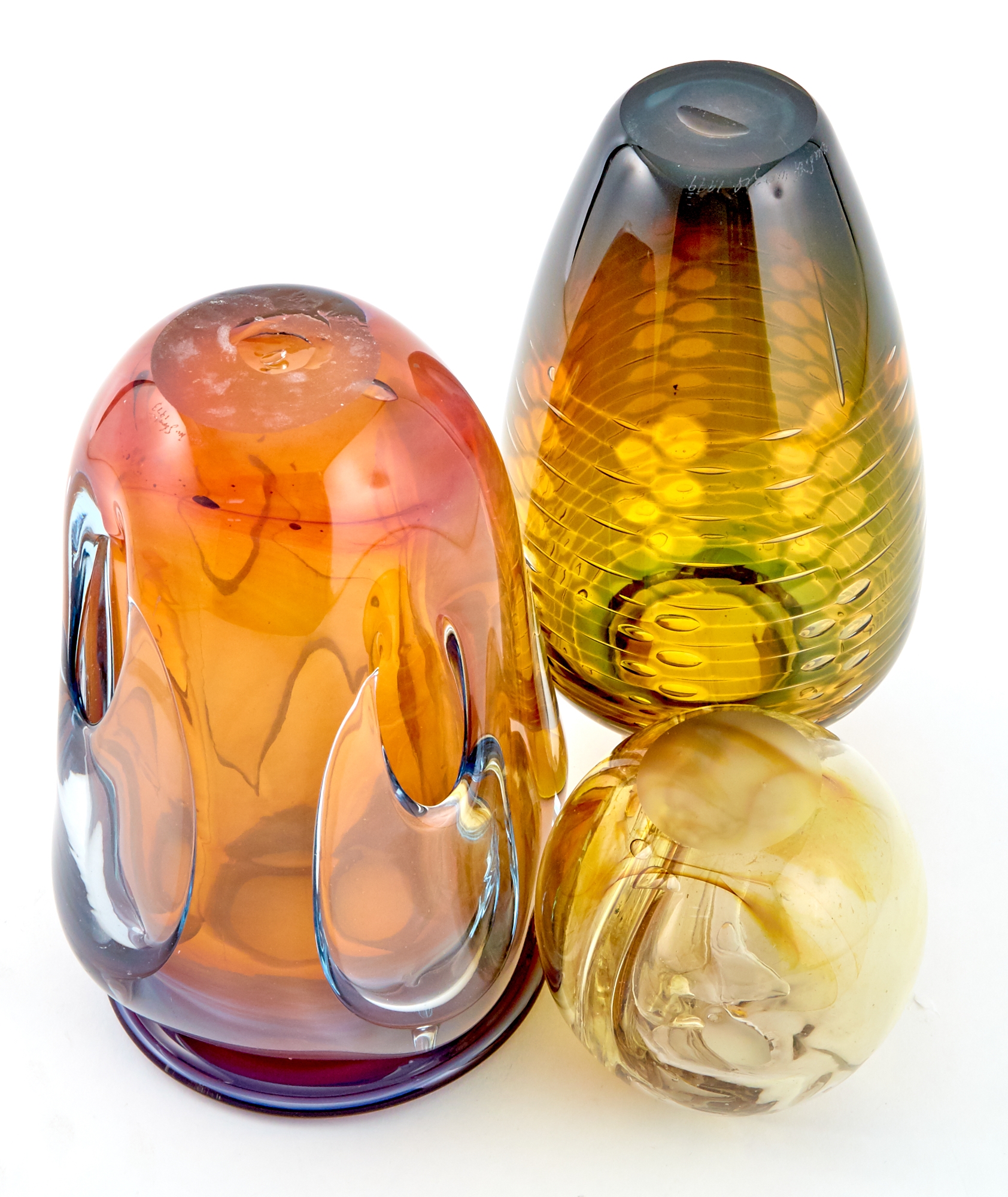 Artwork by Tom Mcglaughlin, Blown and Cased Glass Vase, Made of In orange and colorless glass