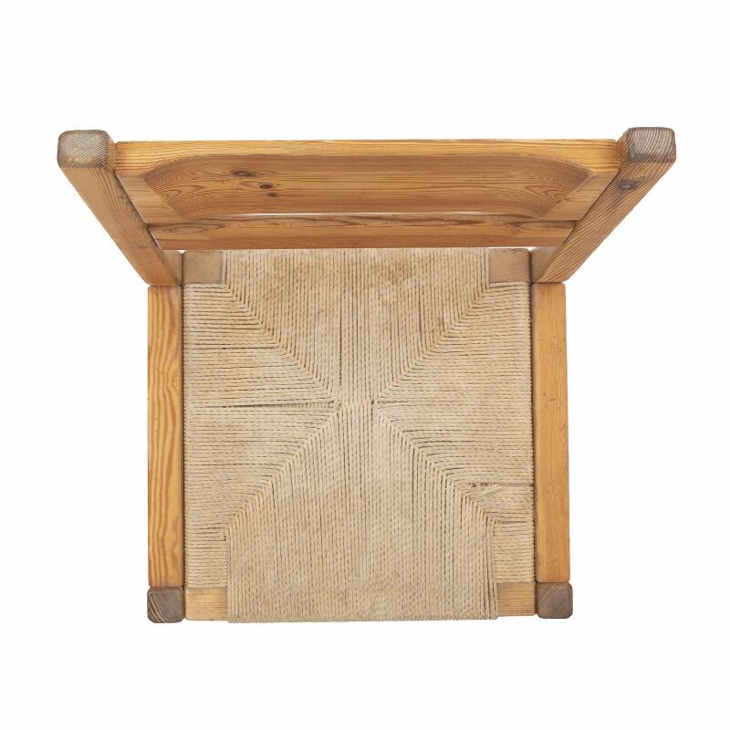 Artwork by Tage Poulsen, Set of eight chairs of solid pine wood, Made of pine wood, papercord