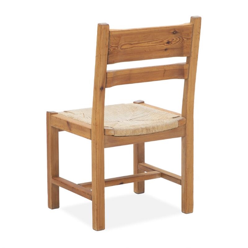 Artwork by Tage Poulsen, Set of eight chairs of solid pine wood, Made of pine wood, papercord