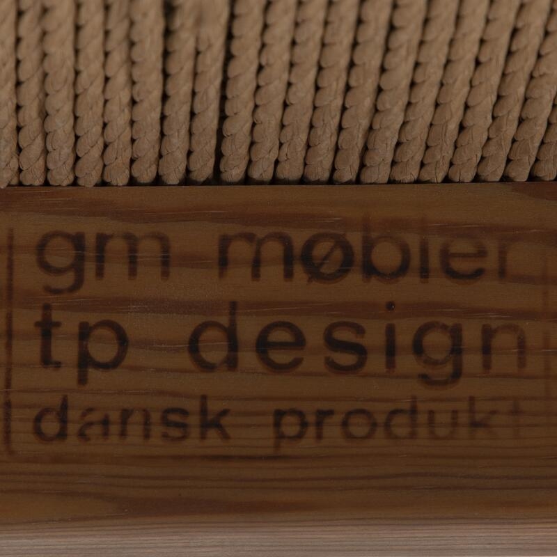 Artwork by Tage Poulsen, Set of eight chairs of solid pine wood, Made of pine wood, papercord