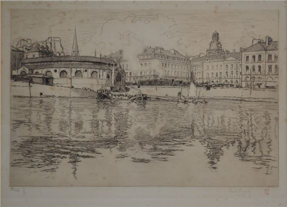 Nantes, la poissonnerie devant la place du Bouffay by René Pinard, 1932