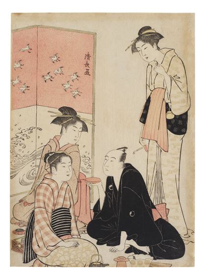 The actor Sawamura Sojuro III and courtesans by Torii Kiyonaga, circa 1783-1784
