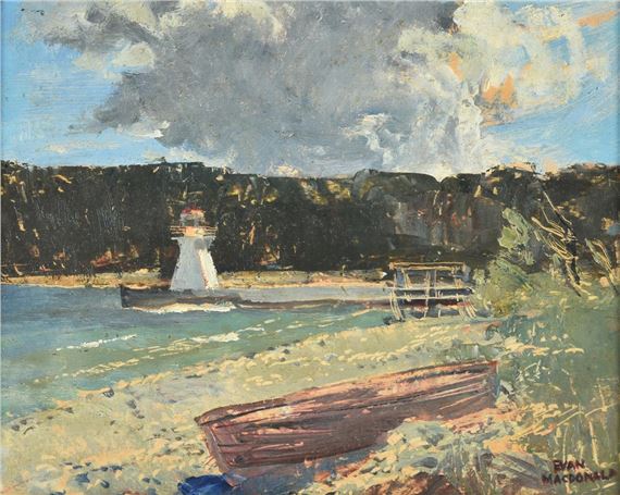 Shelving rock shore at Lion's Head - Georgian Bay by Evan Weekes Macdonald, dated 1956