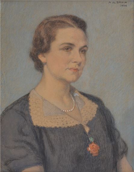 PORTRAIT DE DAME AU COLLIER DE PERLES by Alexis De Broca, 1938