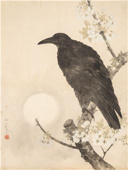 A raven in moonlight - Ozawa Nankoku