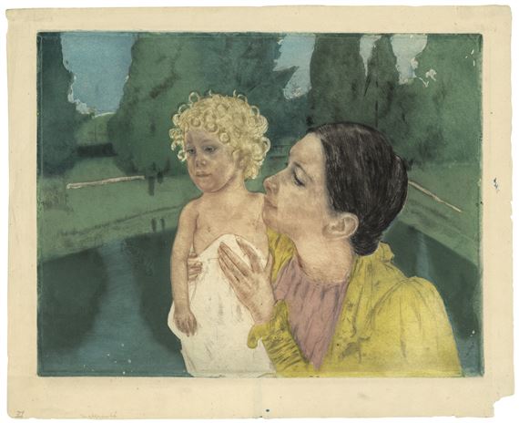 By the Pond by Mary Cassatt, circa 1898