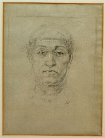 Hyman Bloom Portrait Study Drawing by Hyman Bloom