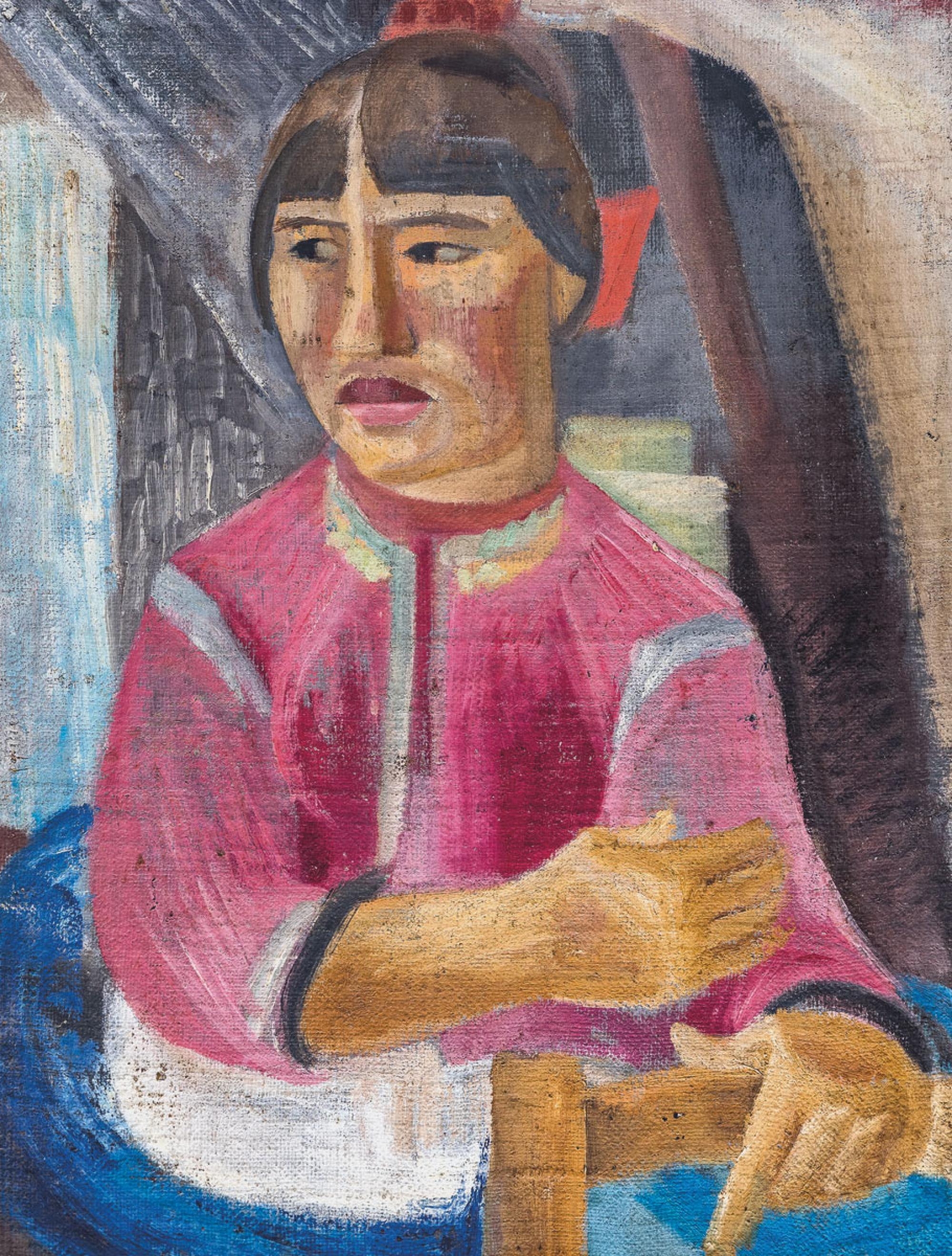 Artwork by Lajos Szadai, Menyecske népviseletben, Made of oil on canvas