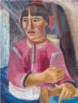 Menyecske népviseletben - Lajos Szadai