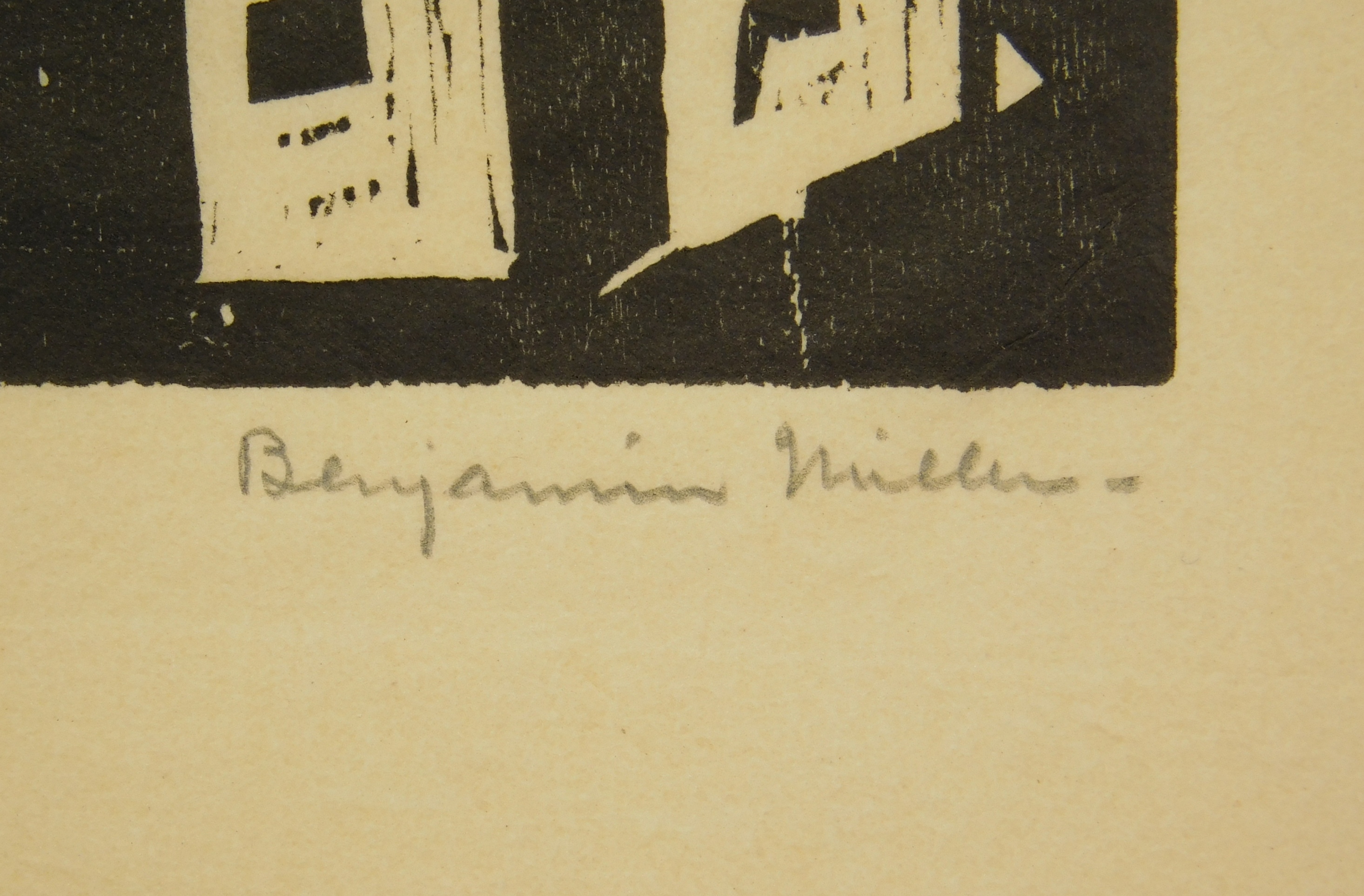 Artwork by Benjamin Miller, Mount Adams, Cincinnati, Made of woodcut