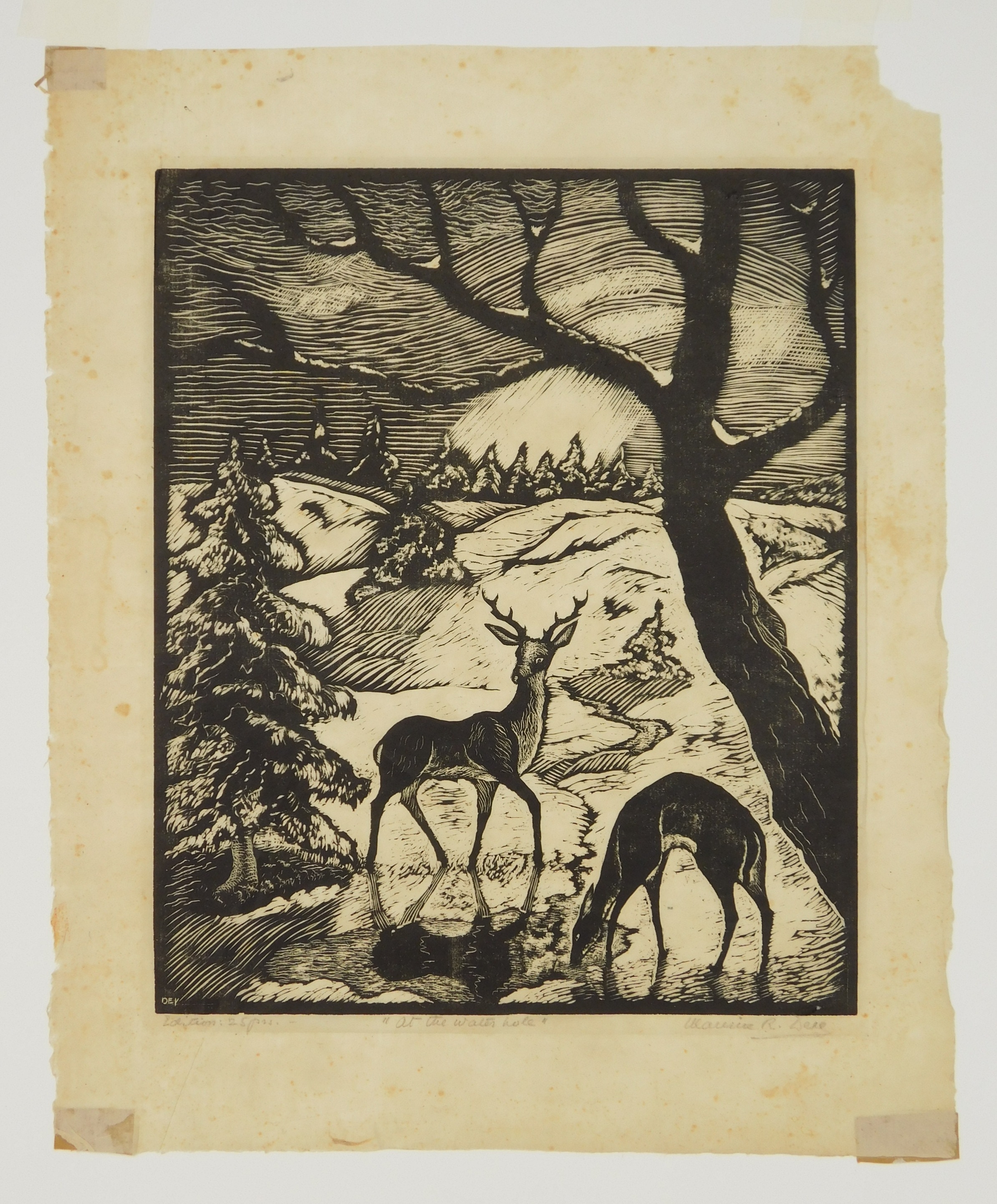 Artwork by Maurice Dey, The Erie Trestle, Made of woodcut