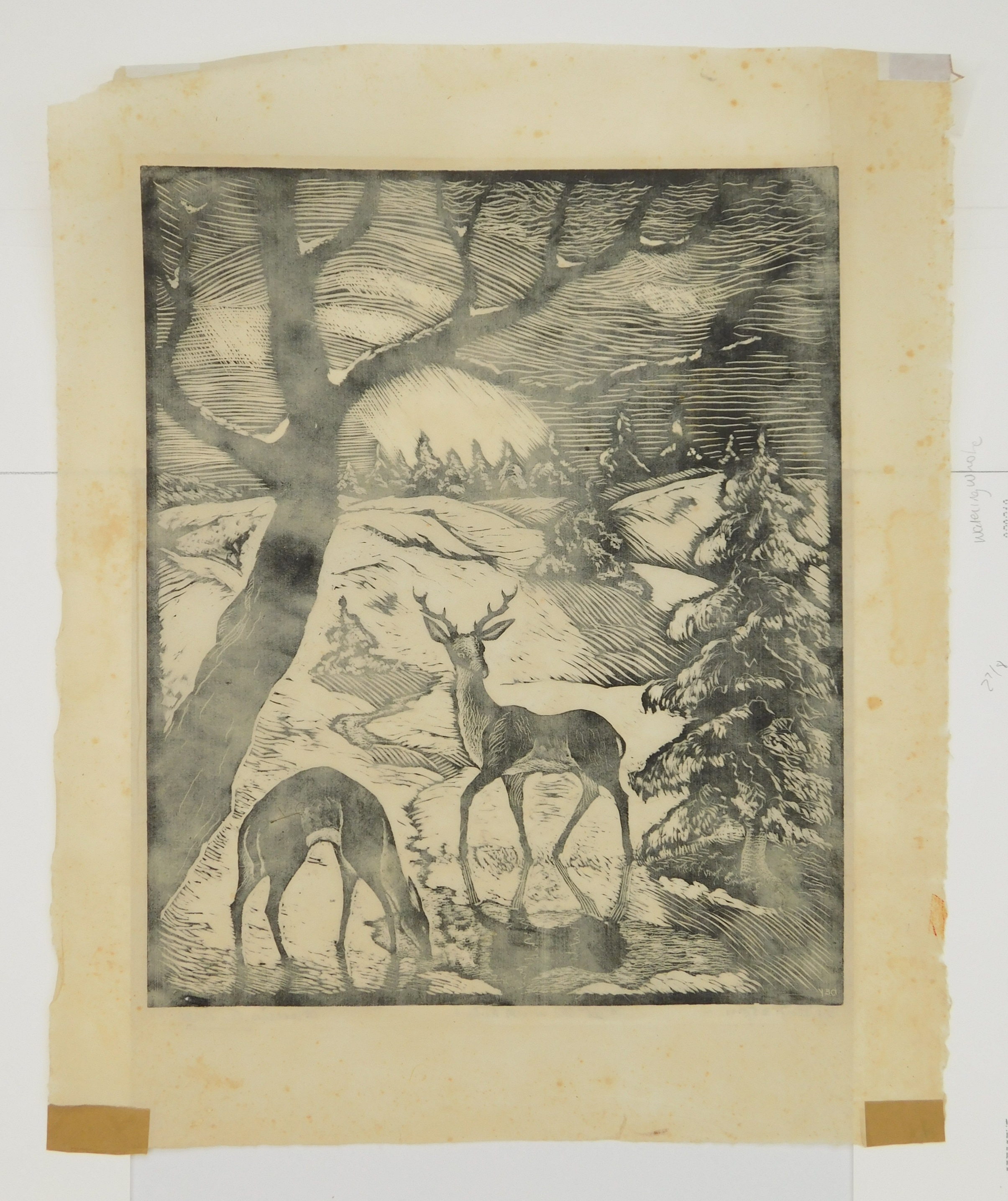 Artwork by Maurice Dey, The Erie Trestle, Made of woodcut