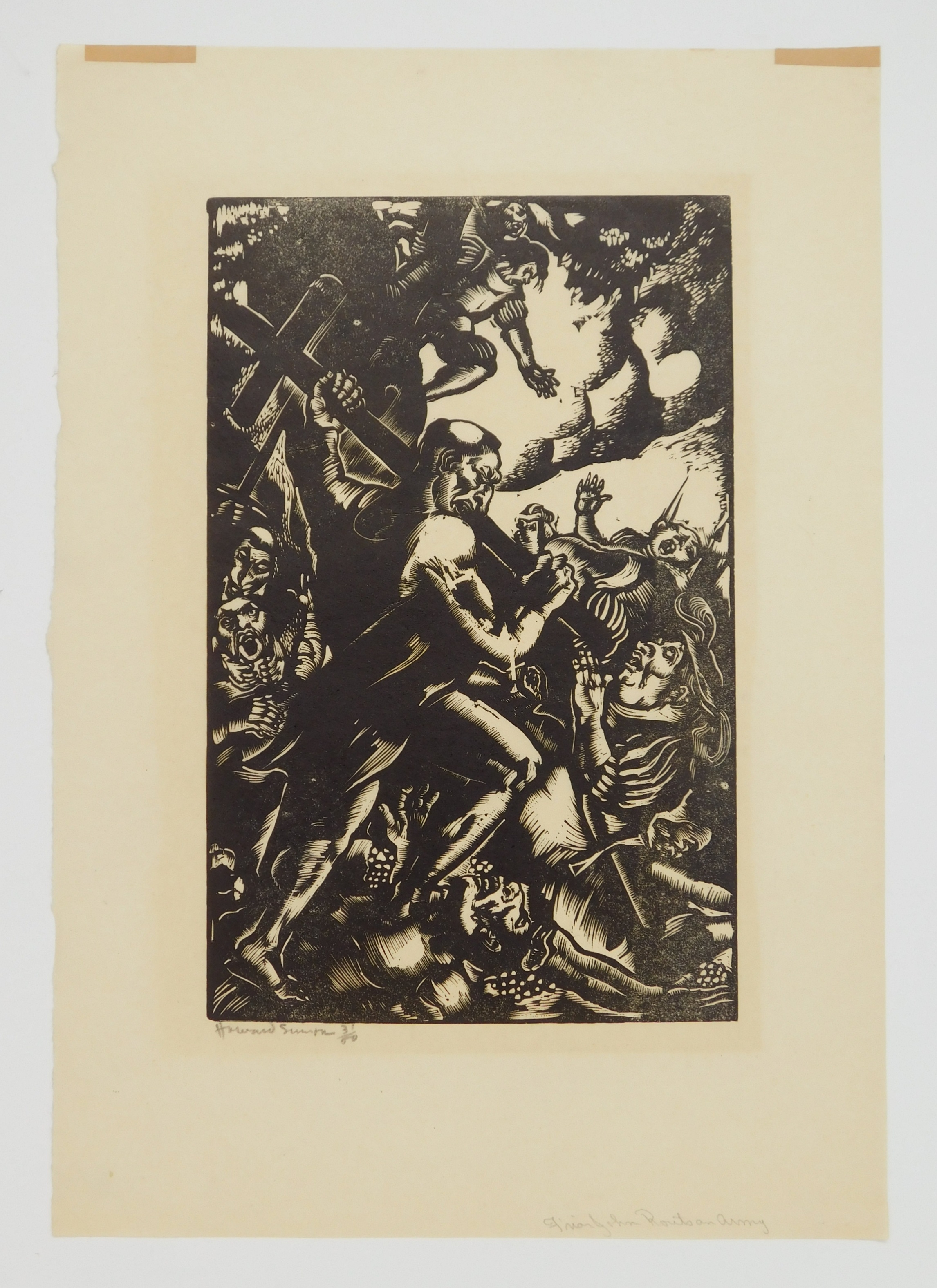 Artwork by Howard Simon, Friar John Routs an Army, Made of engraving