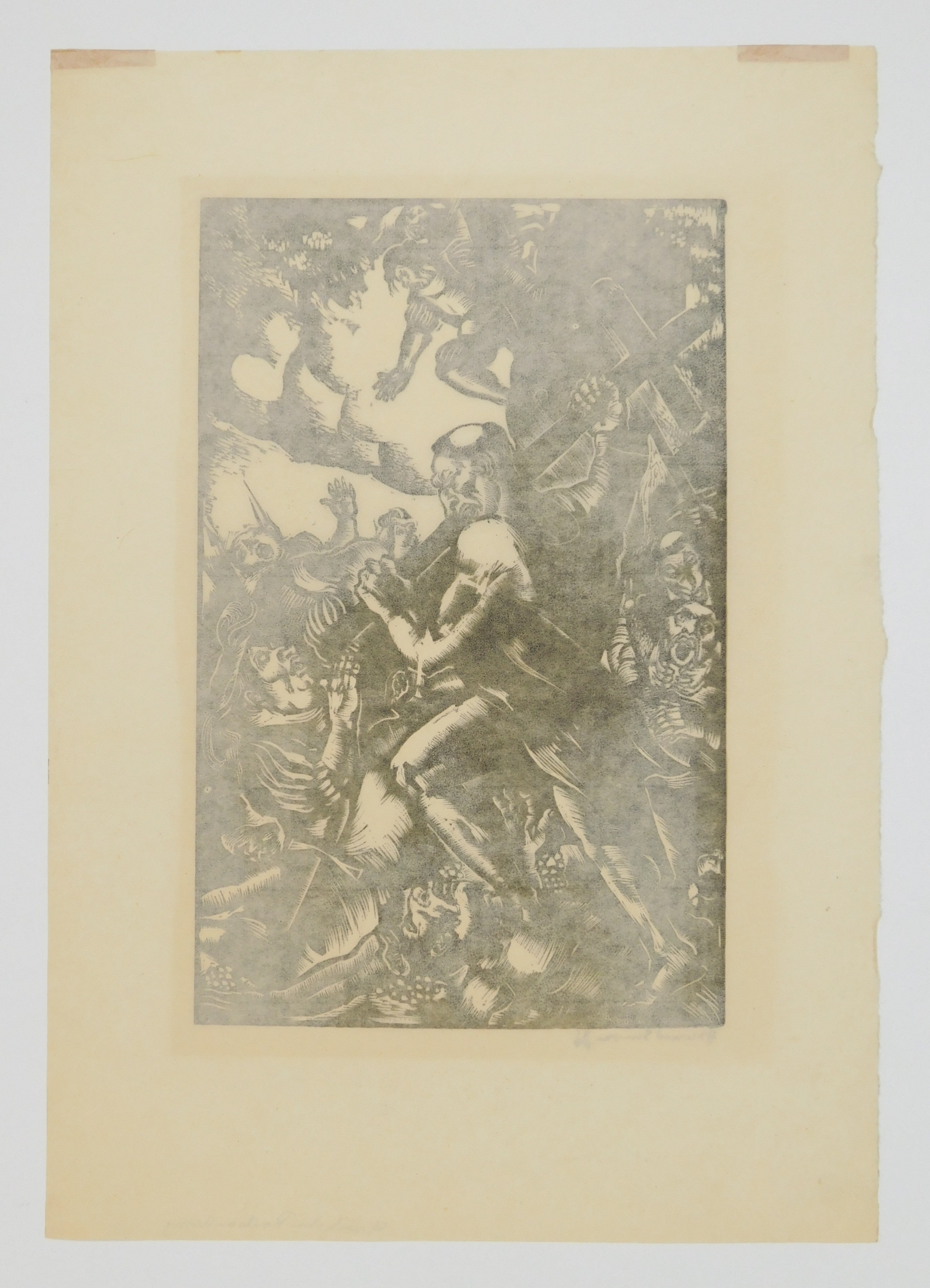 Artwork by Howard Simon, Friar John Routs an Army, Made of engraving