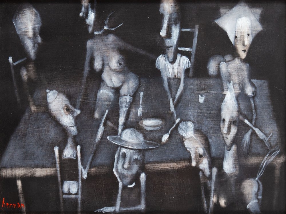 Artwork by Michał Herman, Near the table, Made of oil/canvas