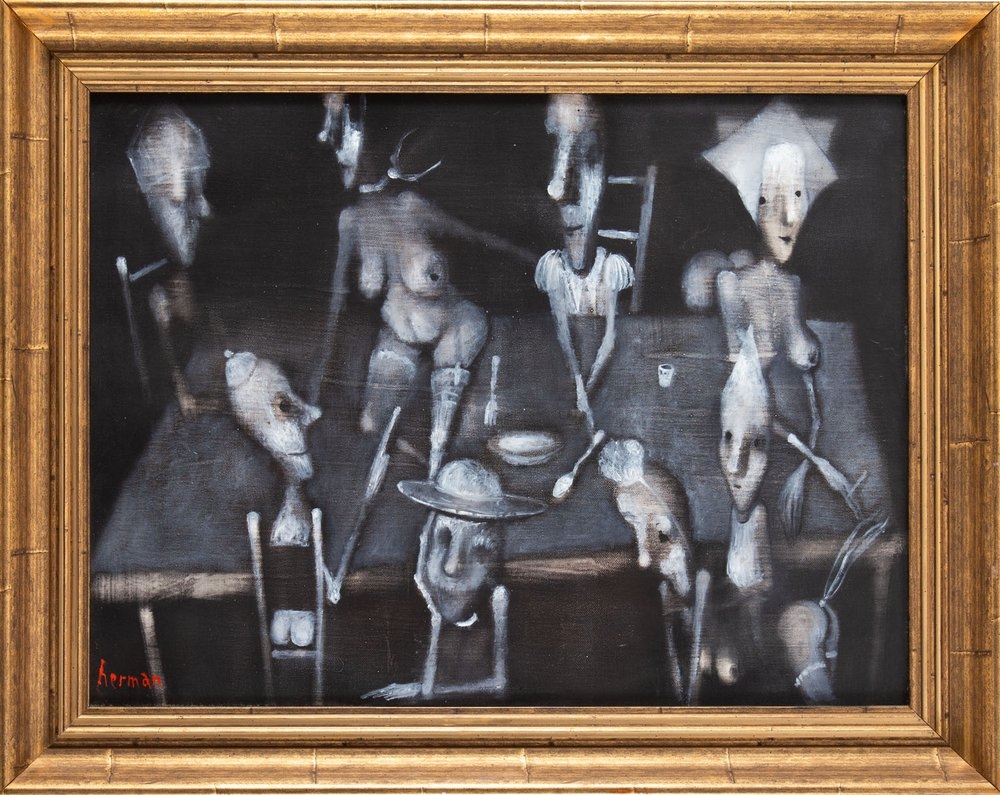 Artwork by Michał Herman, Near the table, Made of oil/canvas