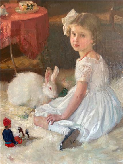 Fillette au lapin blanc by Walter Geffcken, 1917