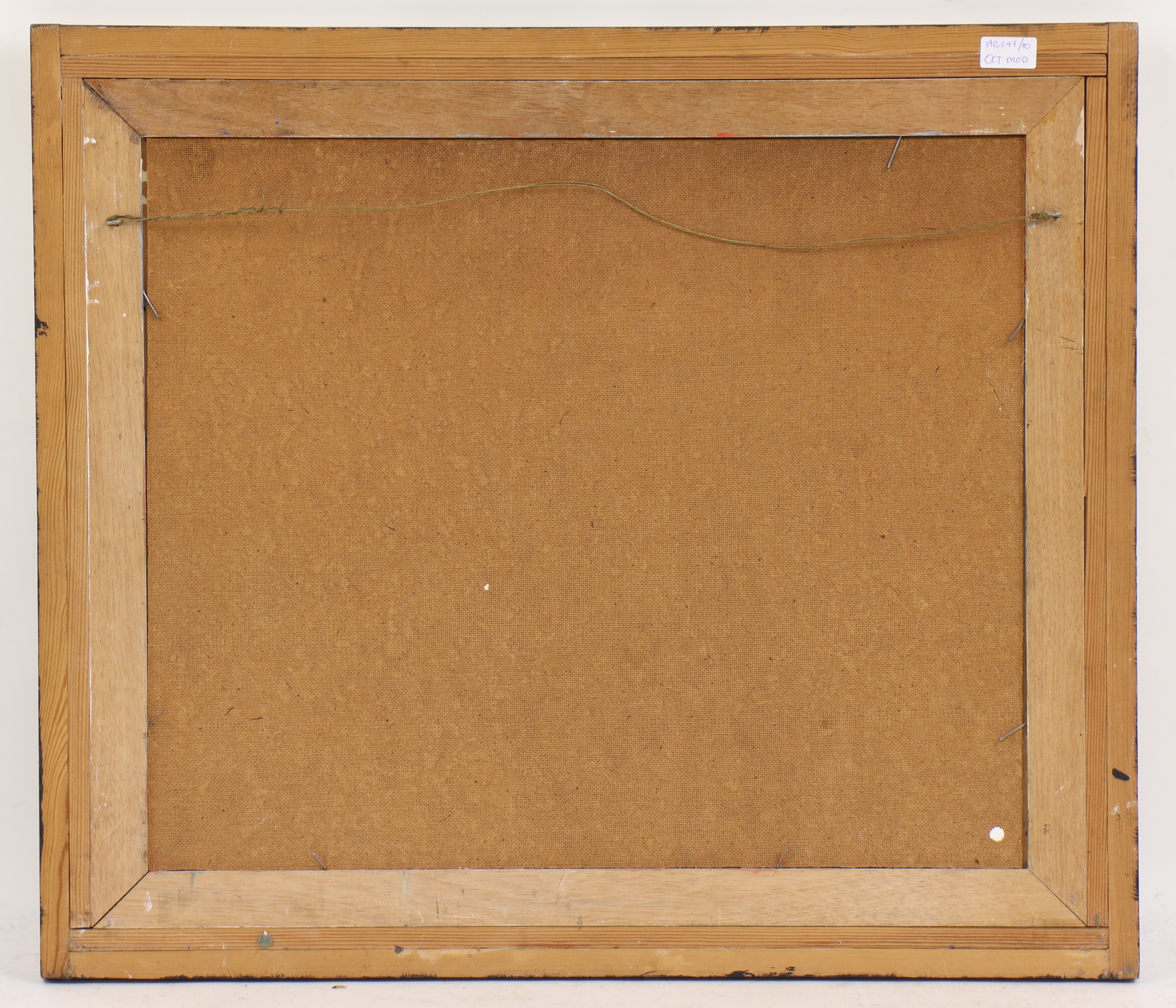 Artwork by Peter Gauld, Palms trees before a building, Made of pencil and gouache on board