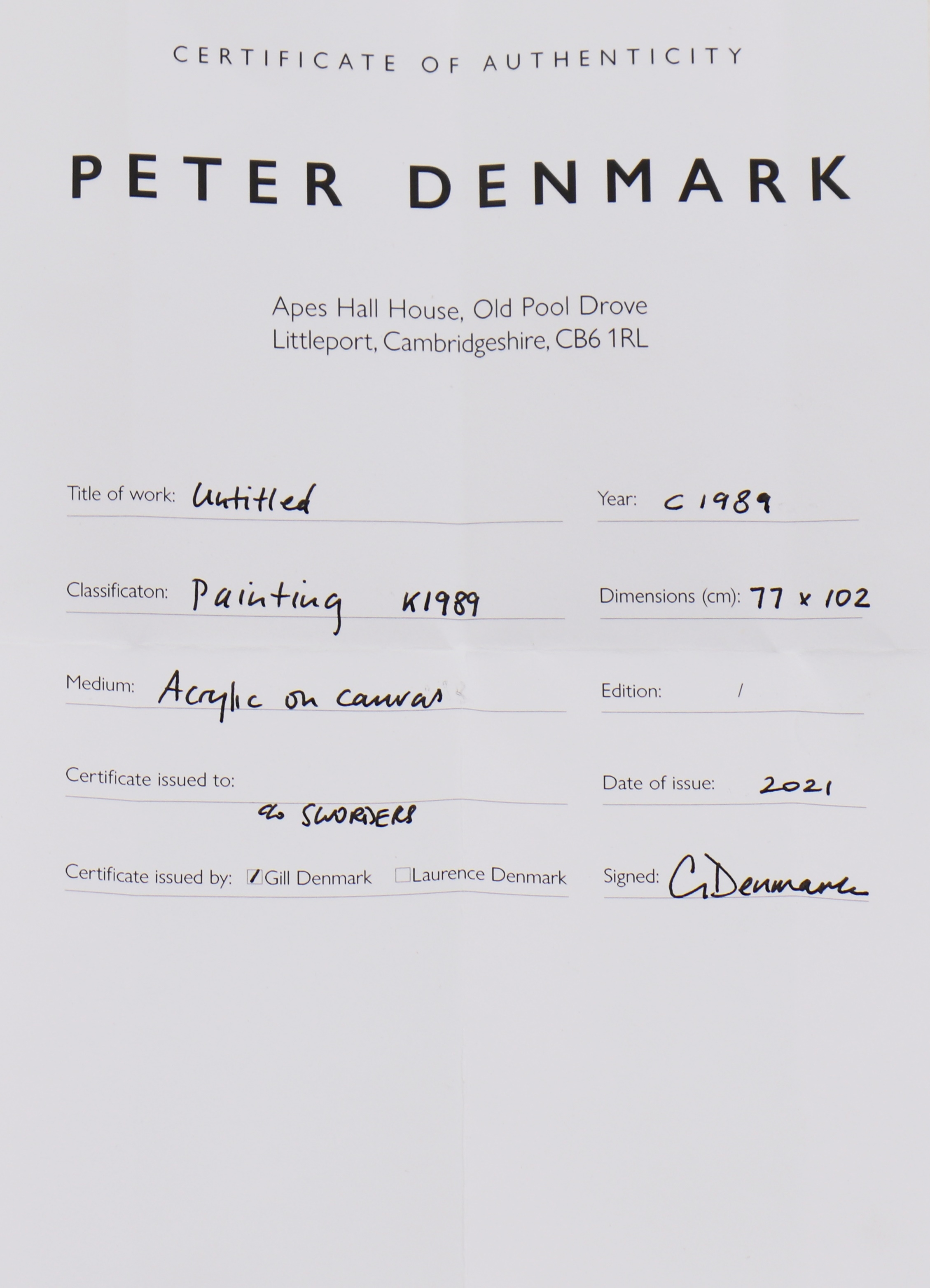 Peter Denmark | Untitled 1989 (1989) | MutualArt
