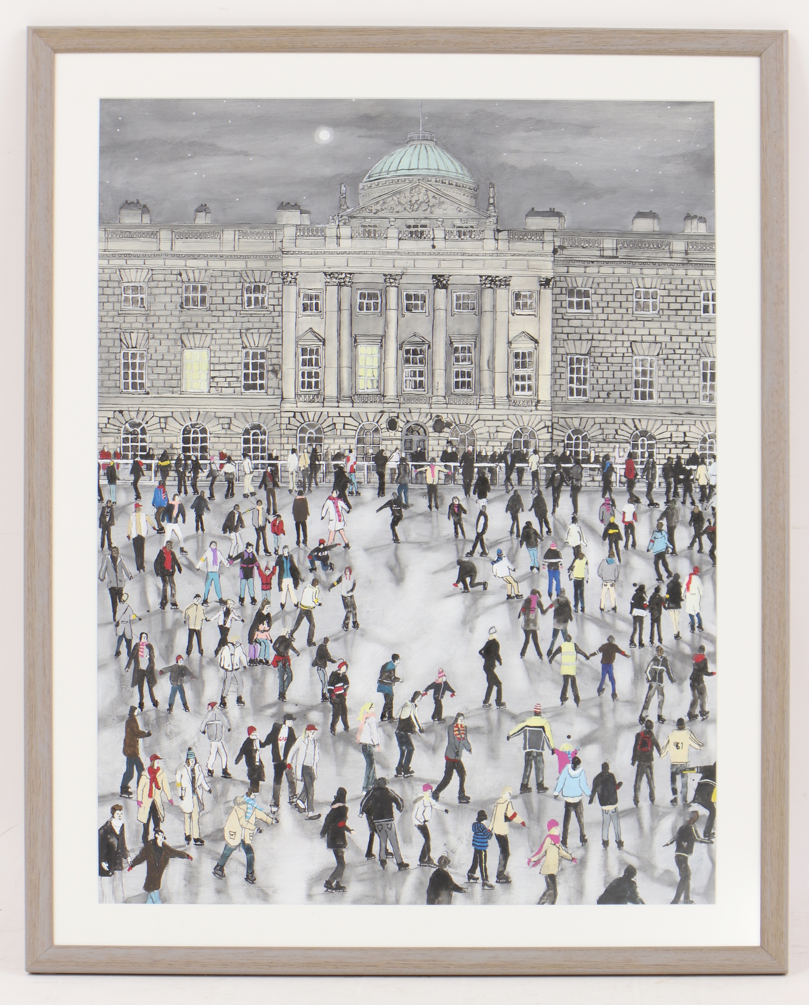 Artwork by Emma Haworth, Ice Skating at Somerset House, Made of watercolour and Indian ink