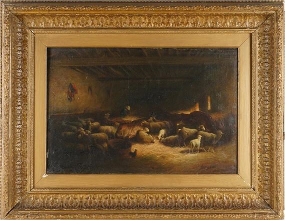 SHEPHERD WITH FLOCK by Charles Émile Jacque